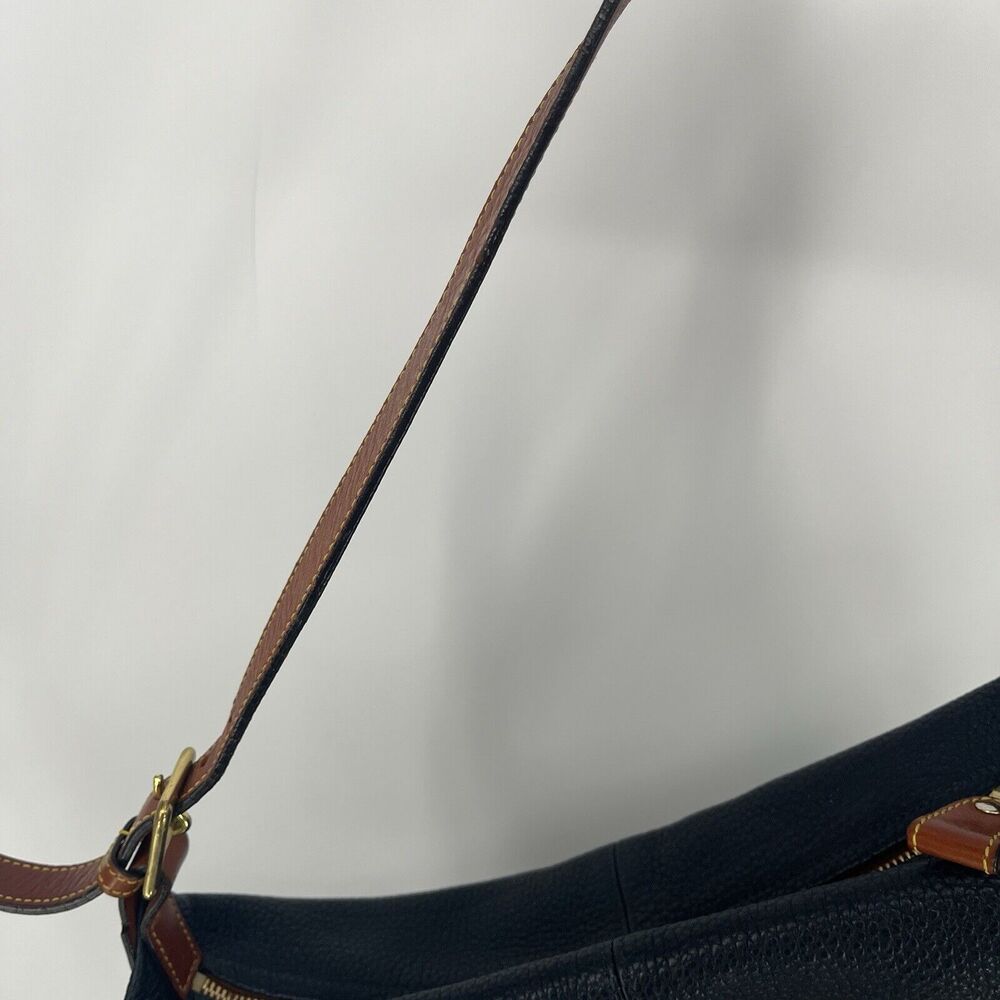 Dooney And Bourke Hobo Bag Pebbled Leather Black And Tan Shoulder Bag - Picture 15 of 16